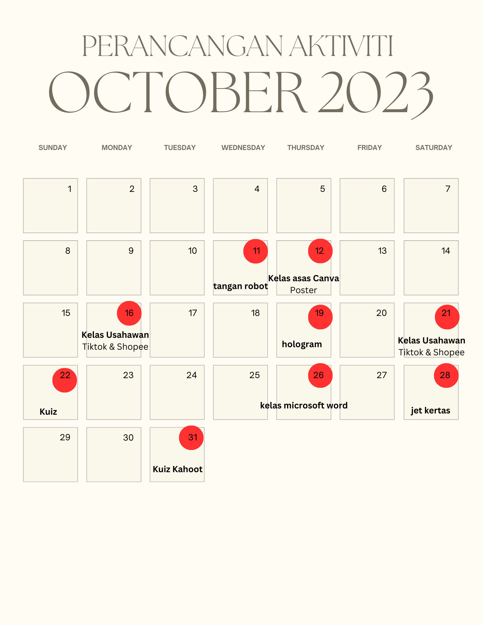 Simple and Minimal Monthly Printable Planner 2023 Calendar 3